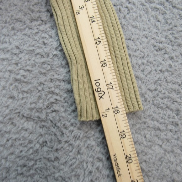 Express Ribbed V-Neck Long Sleeve Top Cotton Blend Tan Neutral Casual Large - Picture 7 of 8